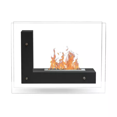 LunaCaminetto a etanolo, camino a pavimento 3kW Colore Nero Bruciatore 2.4L / 4,5kW