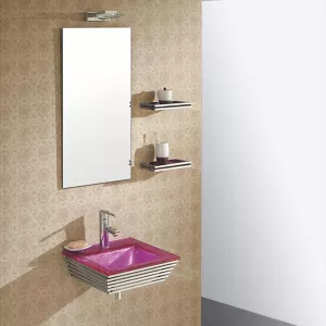 Set da bagno Bubble e lavabo in vetro rosa
