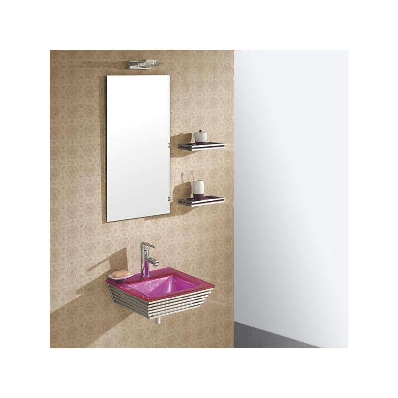 Set da bagno Bubble e lavabo in vetro rosa Colore Rosa