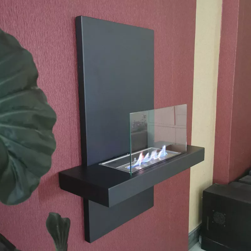 Aliano Caminetto a etanolo da parete 3kW Colore Nero