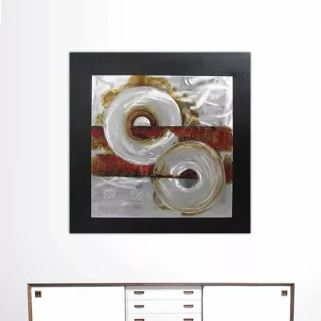 Pittura industriale astratta rossa, 80 x 80 cm