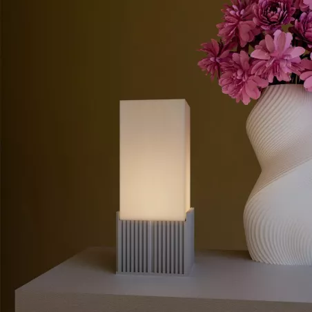 Lampada da tavolo "Light Box Colore Argento Dimensione 23 cm