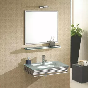 Set da bagno in vetro bianco opalino