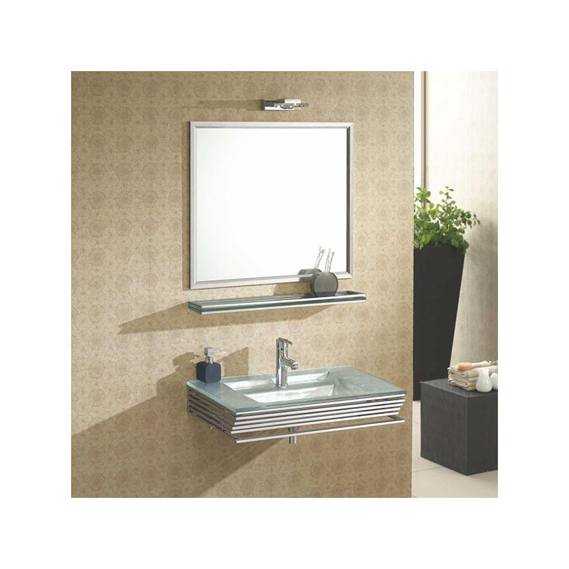 Set da bagno in vetro bianco opalino Colore Argento