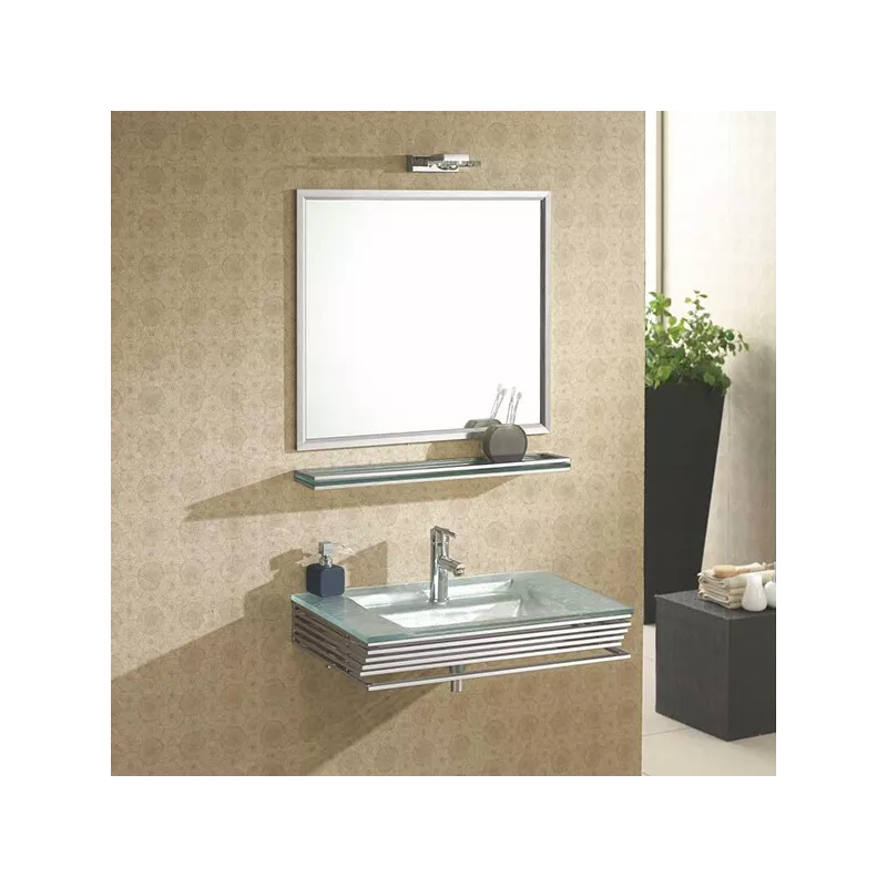 Set da bagno in vetro bianco opalino Colore Argento