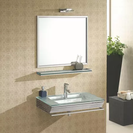 Set da bagno in vetro bianco opalino Colore Argento