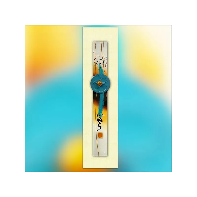 dipinto astratto giallo, dimensioni 80 x 20 x 7 cm