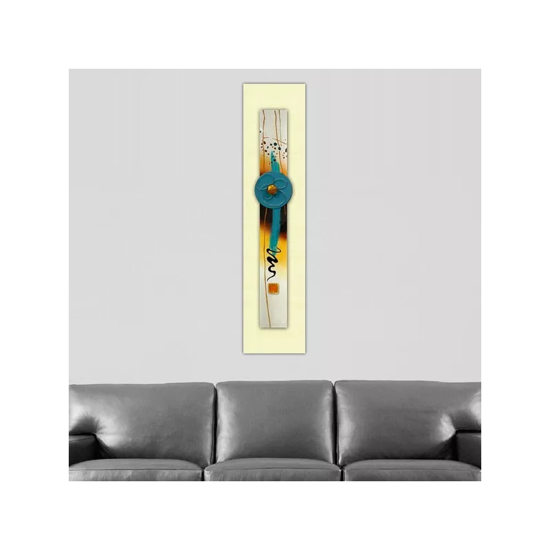 dipinto astratto giallo, dimensioni 80 x 20 x 7 cm