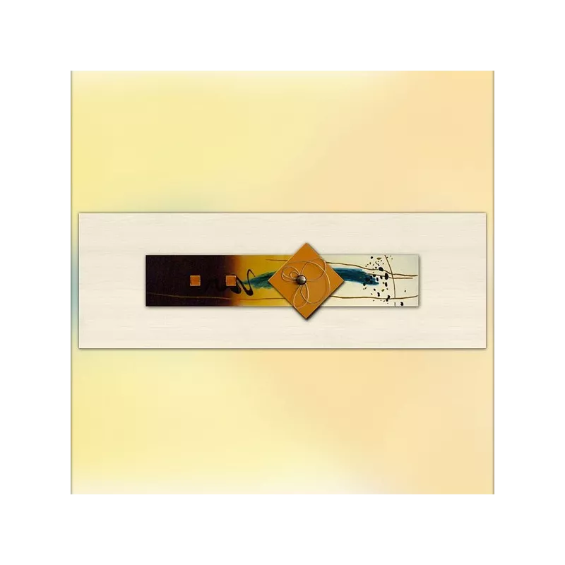 Pittura astratta gialla e collage di vetro