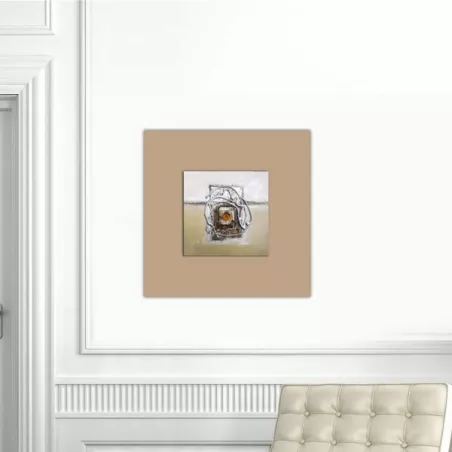 Composizione astratta marrone e beige, 40x40cm