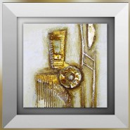Pittura astratta in oro e cartone, 45 x 45 cm