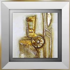 Pittura astratta in oro e cartone, 45 x 45 cm