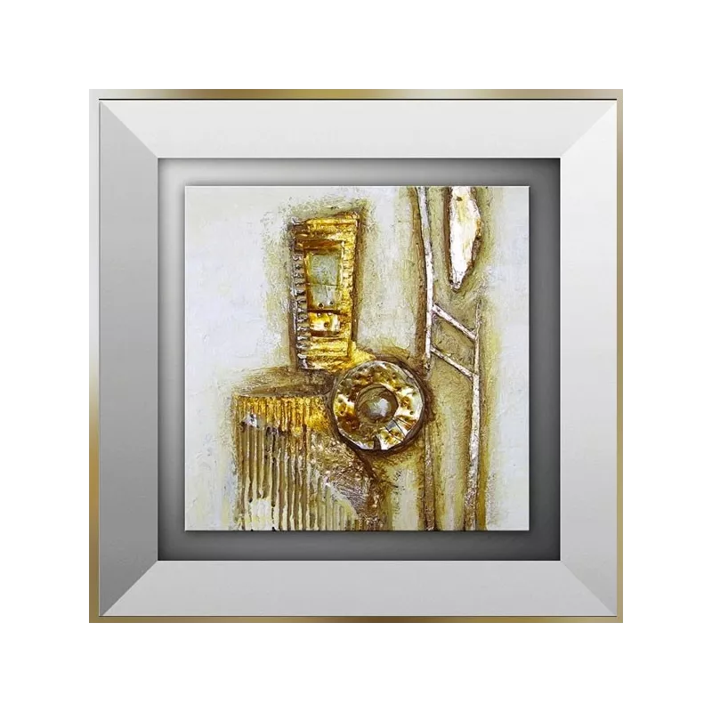 Pittura astratta in oro e cartone, 45 x 45 cm