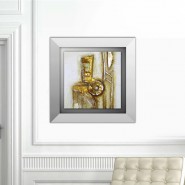 Pittura astratta in oro e cartone, 45 x 45 cm