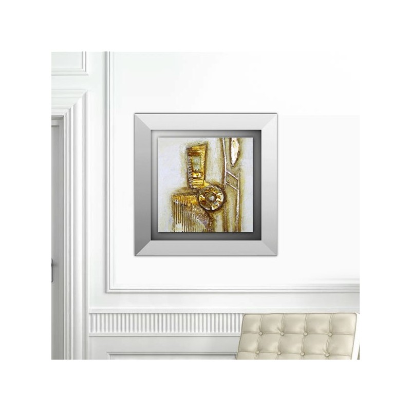 Pittura astratta in oro e cartone, 45 x 45 cm
