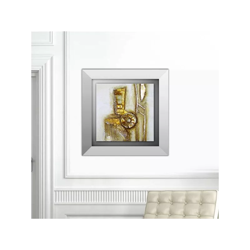 Pittura astratta in oro e cartone, 45 x 45 cm