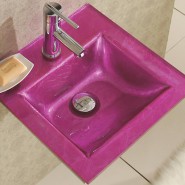 Set da bagno Bubble e lavabo in vetro rosa