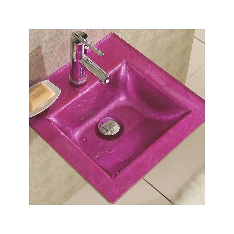 Set da bagno Bubble e lavabo in vetro rosa Colore Rosa