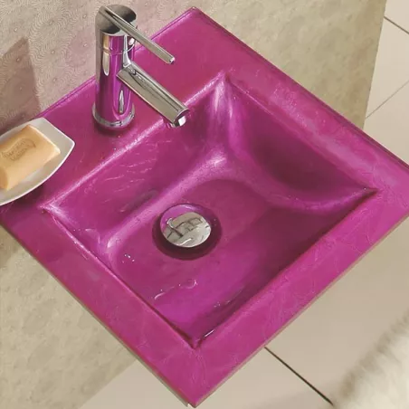 Set da bagno Bubble e lavabo in vetro rosa Colore Rosa