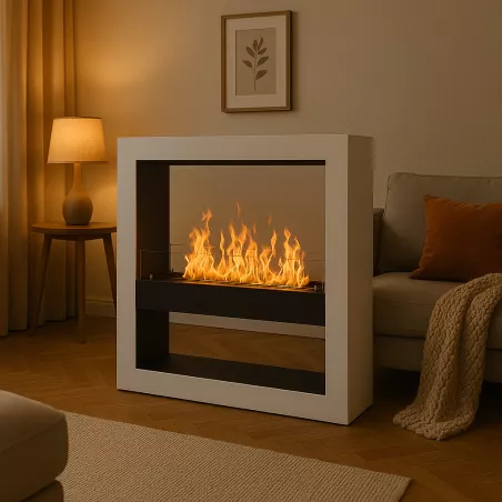 CalgariCaminetto a etanolo XXL , bruciatore da 80 cm Colore Bianco brillante