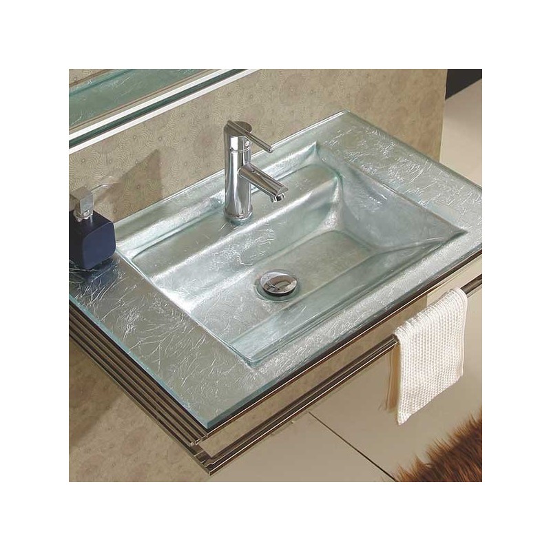 Set da bagno in vetro bianco opalino Colore Argento