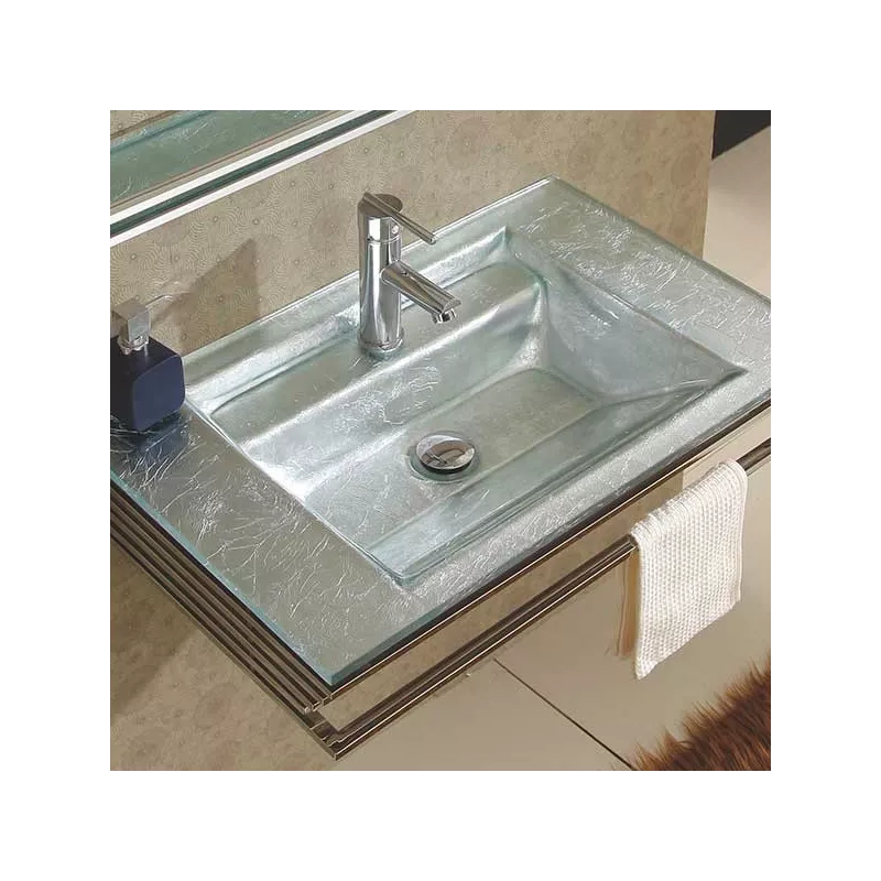 Set da bagno in vetro bianco opalino Colore Argento