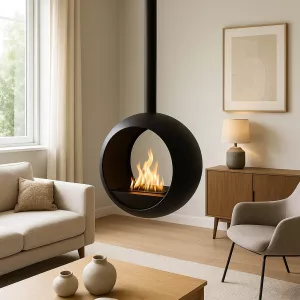 Caminetto a etanolo sospeso Cento - Design rotondo 3 kW