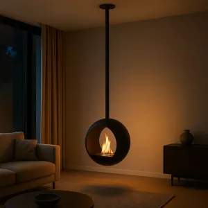 Caminetto a etanolo sospeso Cento - Design rotondo 3 kW
