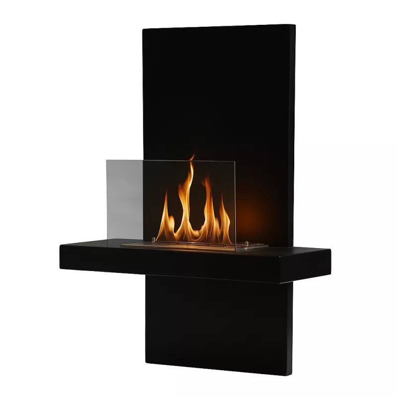 Aliano Caminetto a etanolo da parete 3kW Colore Nero