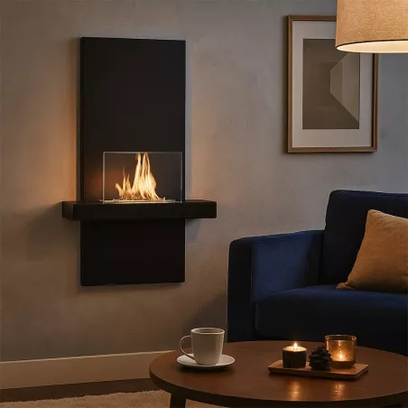 Aliano Caminetto a etanolo da parete 3kW Colore Nero