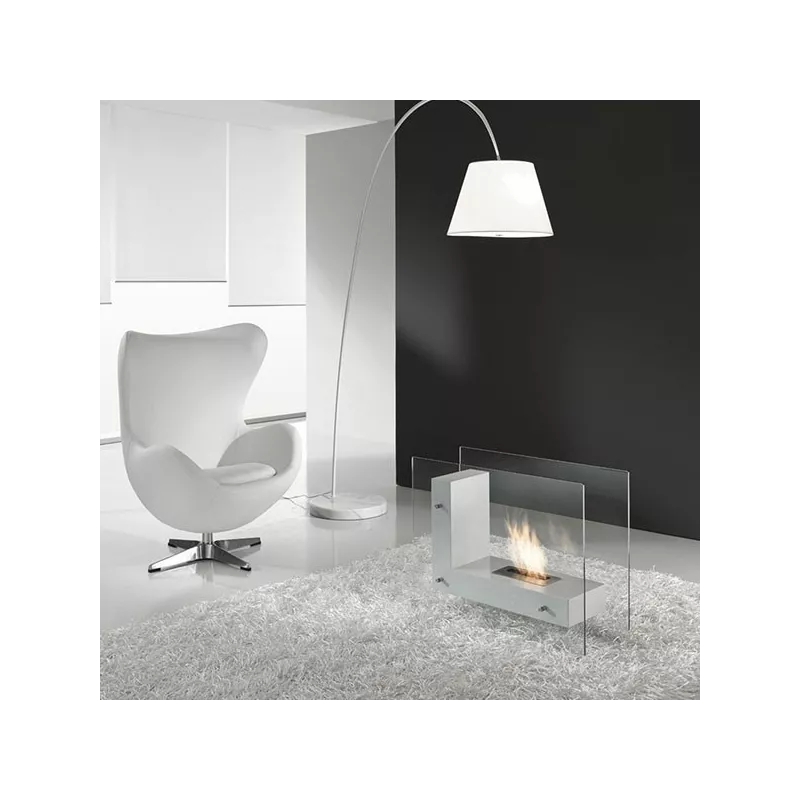 LunaCaminetto a etanolo, camino a pavimento 3kW Colore Nero Bruciatore 1.5L/2,7kW