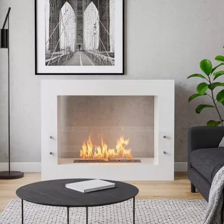 Boston Design del caminetto a etanolo a pavimento Colore Bianco Bruciatore 3L/6,5kW