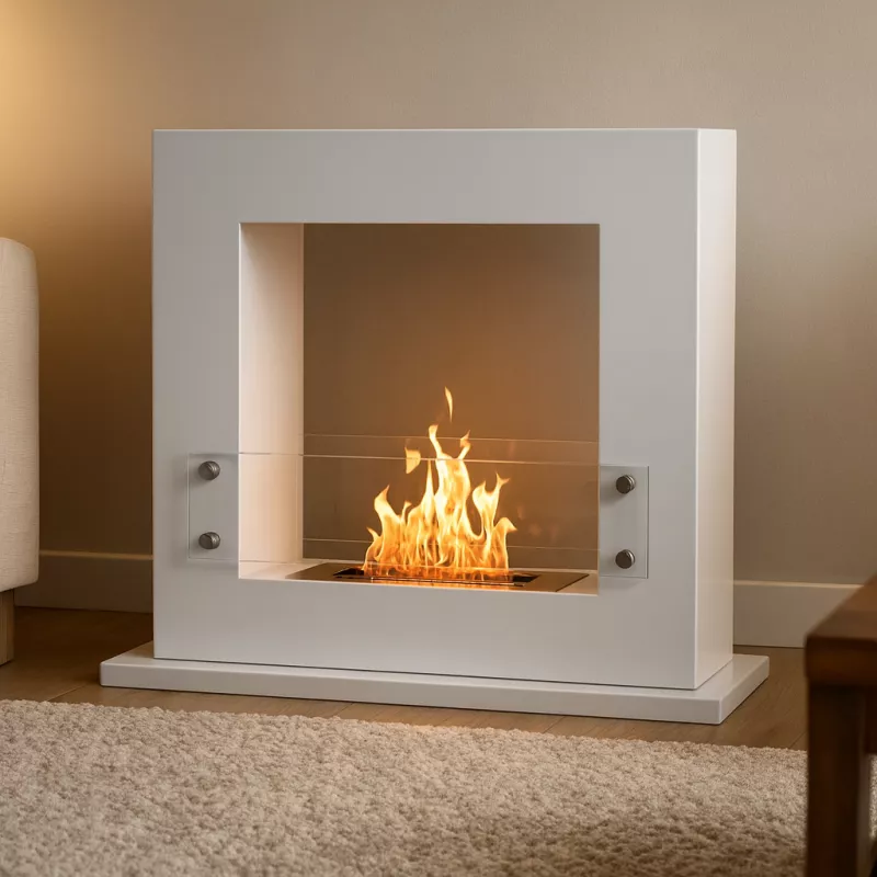 Caminetto etanolo quadrato Arche, 70 x 60 x 35 cm Colore Bianco
