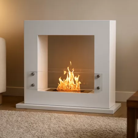 Caminetto etanolo quadrato Arche, 70 x 60 x 35 cm Colore Bianco