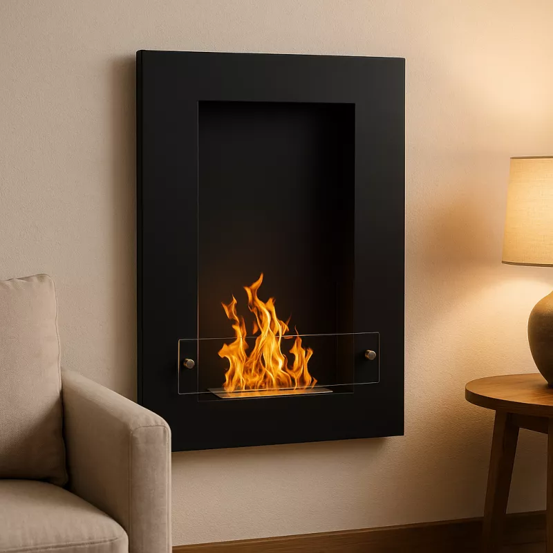 VertigoCaminetto a etanolo da parete , 80x56x16cm Colore Nero