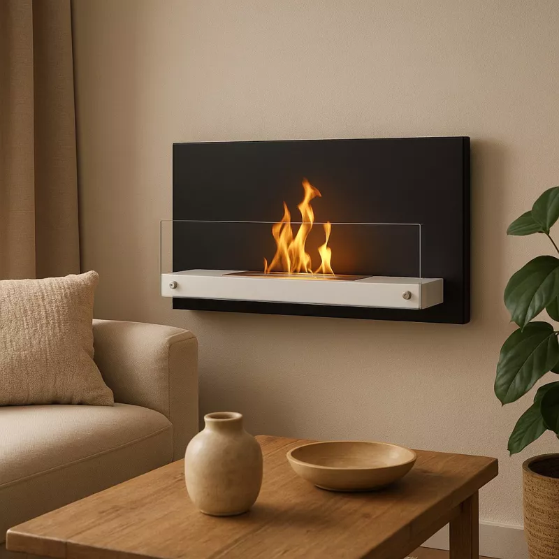 Caminetto a etanolo da parete Riad, 2700 watt Colore Nero