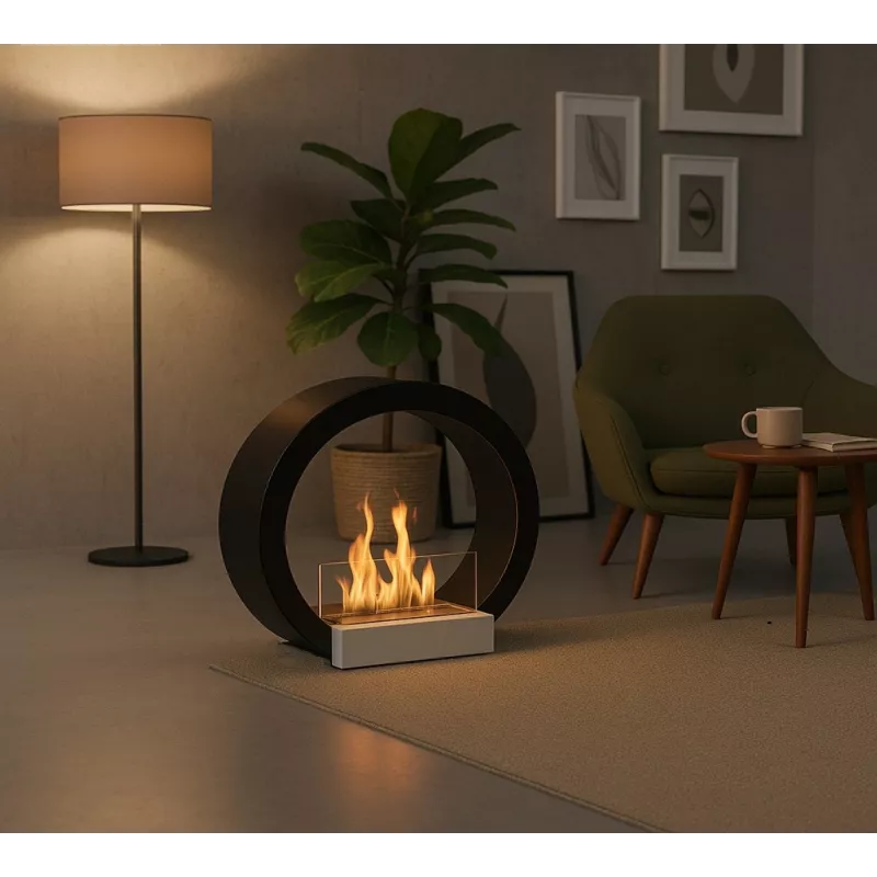 Caminetto rotondo a pavimento Aquila 3kW Colore Nero