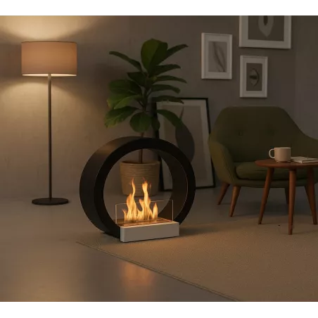 Caminetto rotondo a pavimento Aquila 3kW Colore Nero