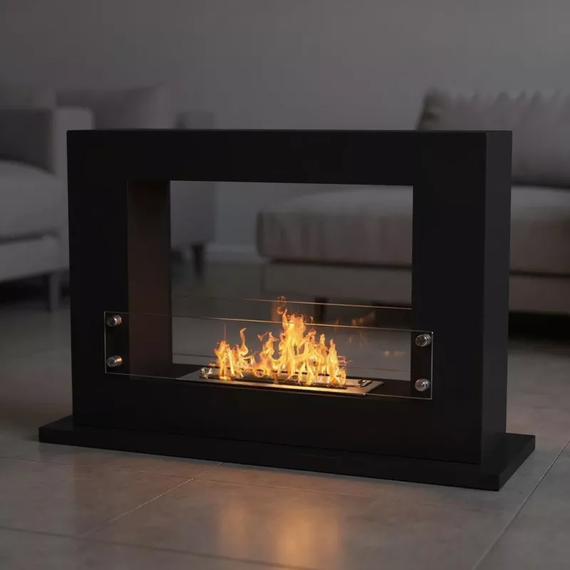 Riscaldatore a pavimento organico Athena 100cm 3kW Colore Nero Bruciatore 2.2L/4kW