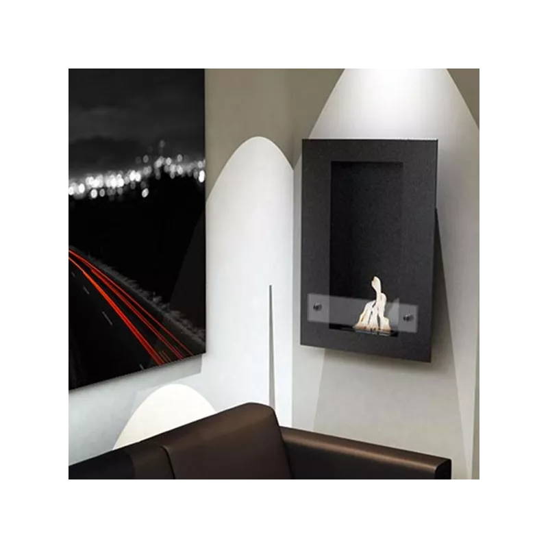 VertigoCaminetto a etanolo da parete , 80x56x16cm Colore Nero
