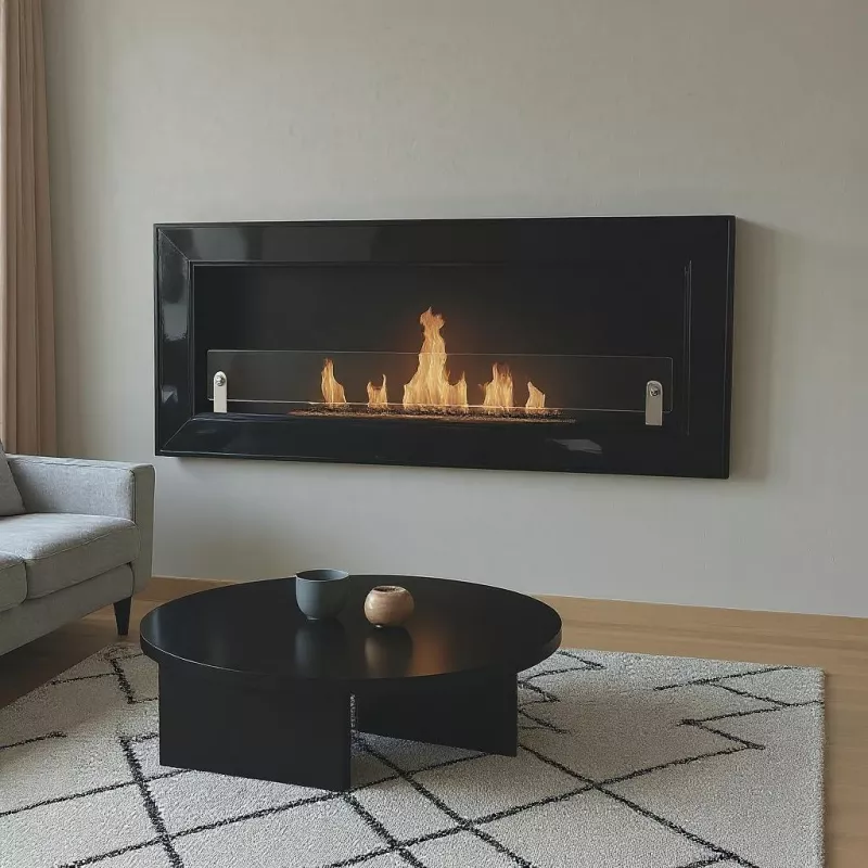 caminetto a etanolo da parete osani Colore Nero lucido