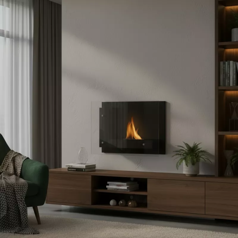 BrisbaneElegante caminetto a etanolo, 2700 watt Colore Nero