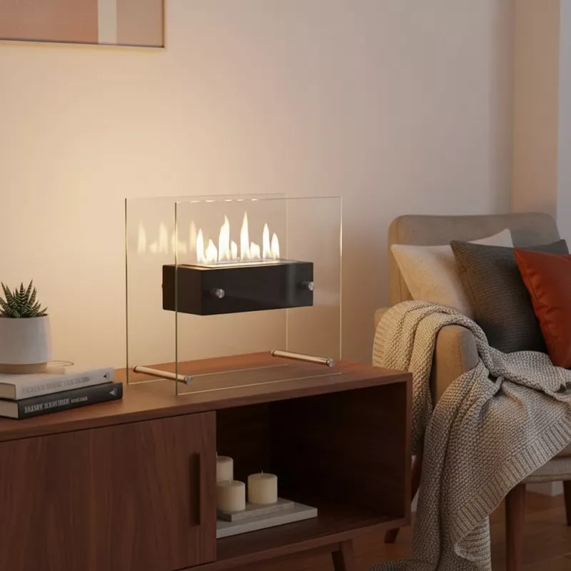 Caminetto Zen a etanolo smaltato a pavimento: Wikao Colore Nero