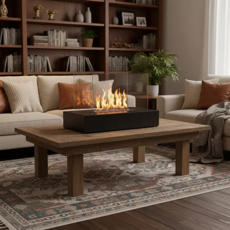 Caminetto a etanolo da pavimento Lena, 80x40x45cm Colore Nero