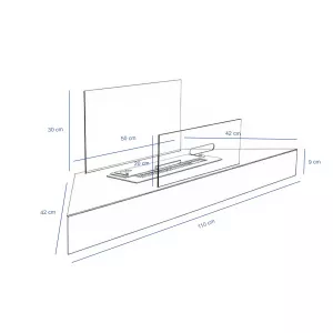 Caminetto angolare Anglo, 110 x 30 x 9,5 cm
