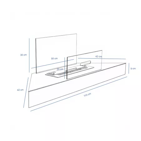 Caminetto angolare Anglo, 110 x 30 x 9,5 cm Colore Acciaio inox spazzolato