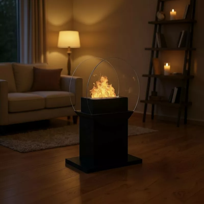 Caminetto Fluvia, 78x60x24cm - bruciatore da 3 kW Colore Nero