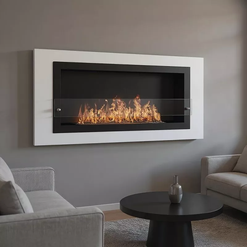 Caminetto a etanolo da parete Oxford XL Wikao Colore Bianco