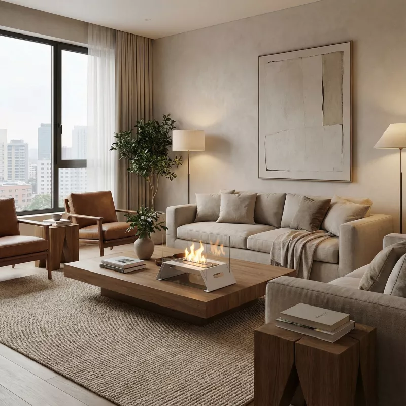 Piccolo camino a etanolo autoportante Diagonal