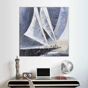 Barca a vela blu navy, dimensioni 80 x 80 cm